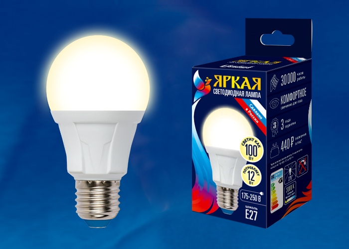 LED-A60 12W/WW/E27/FR PLP01WH Лампа светодиодная. Форма «А», матовая. Серия Яркая. Теплый белый свет LED-A60 12W/WW/E27/FR PLP01WH Лампа светодиодная. Форма «А», матовая. Серия Яркая. Теплый белый свет